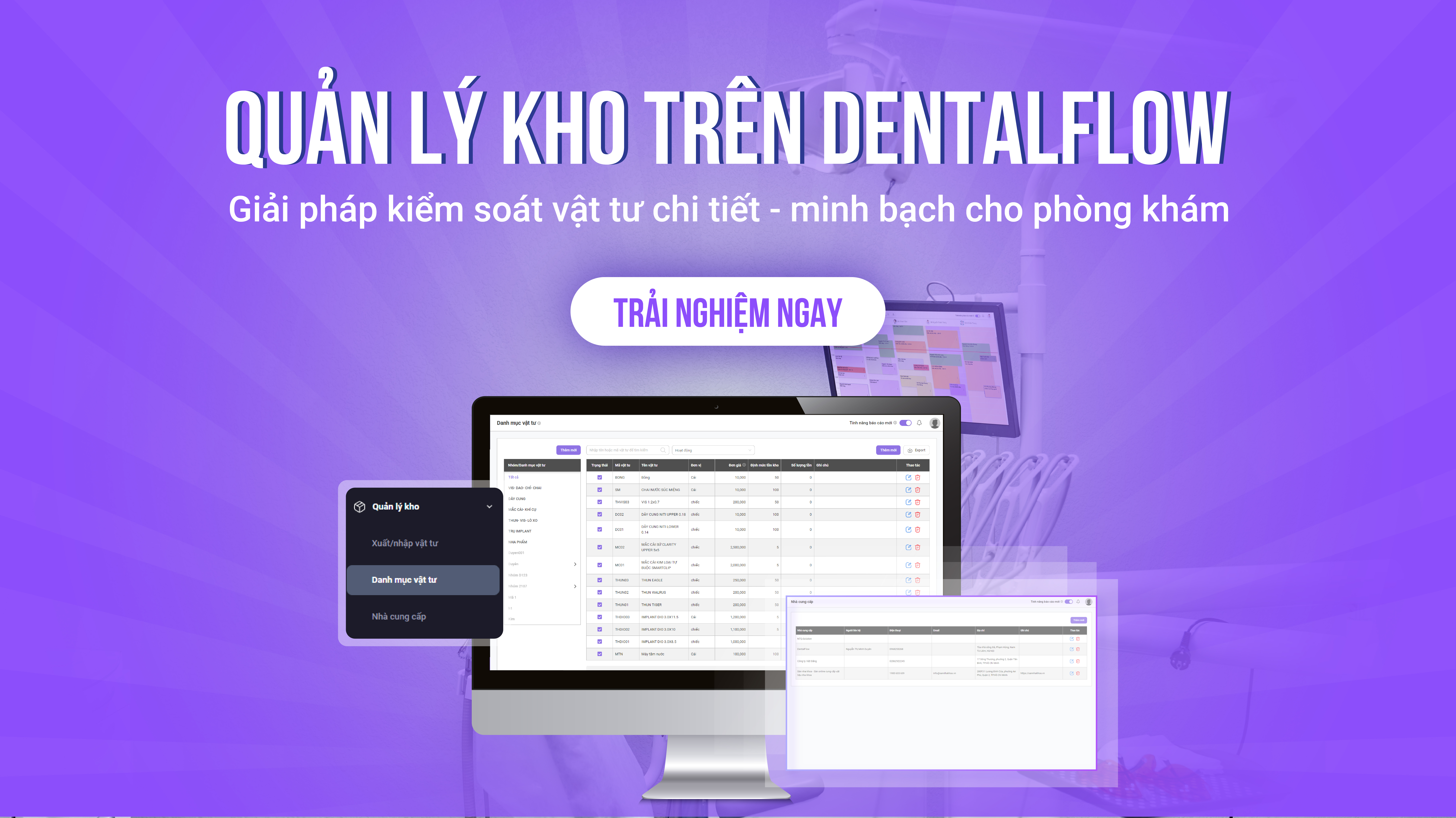 Dental Inventory – Quản lý kho chi tiết, minh bạch ngay trên phần mềm DentalFlow