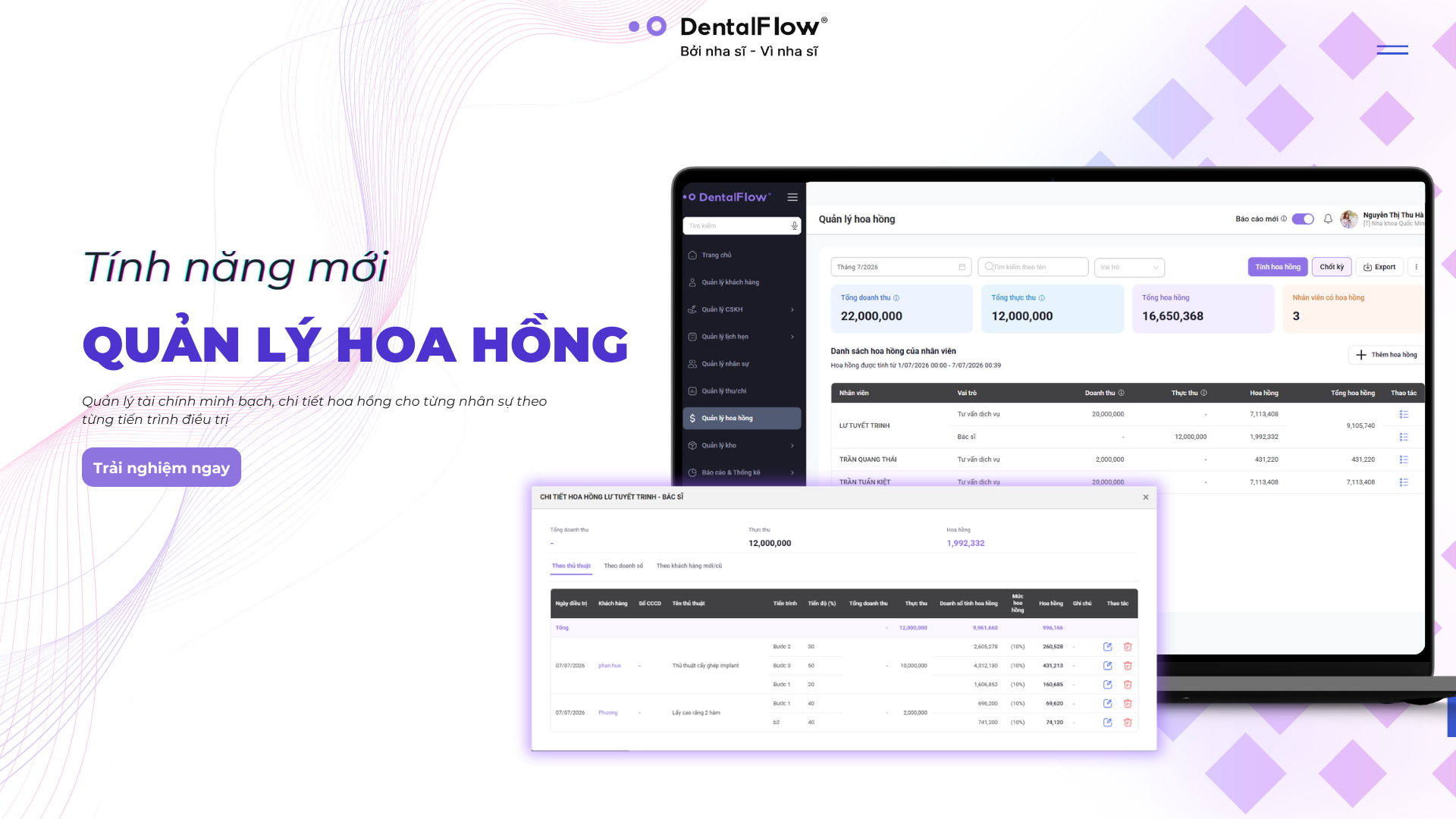 Ra mắt tính năng quản lý hoa hồng trên DentalFlow: Linh hoạt, tự động và minh bạch